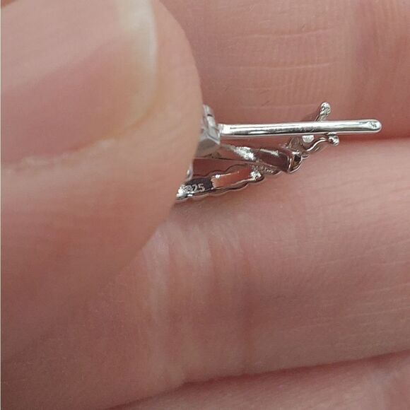 Platinum Plated Criss Cross 925 Sterling Silver Huggies Earrings - Picture 11 of 11